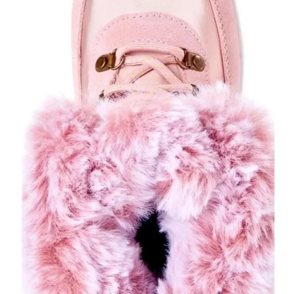 SWISS TECH BABY GIRL 3M Pink Faux Fur Suede Waterproof Boots SIZE 6 NEW